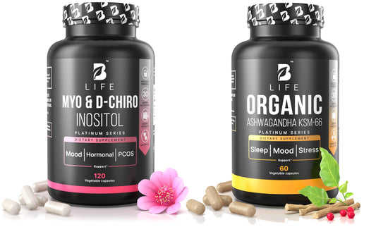 B Life Company suplemento Myo y D-Chiro Inositol con Ashwagandha