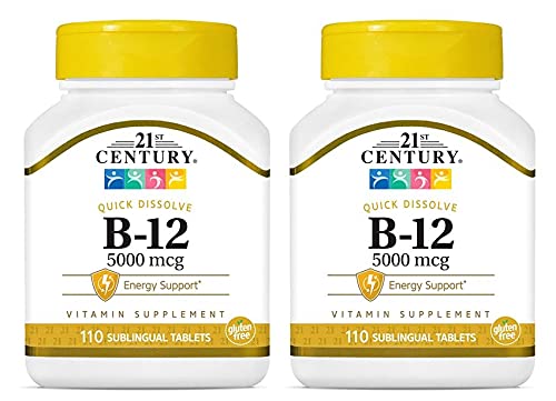 Tabletas sublinguales de B12 de 21st Century para energía y glóbulos rojos.