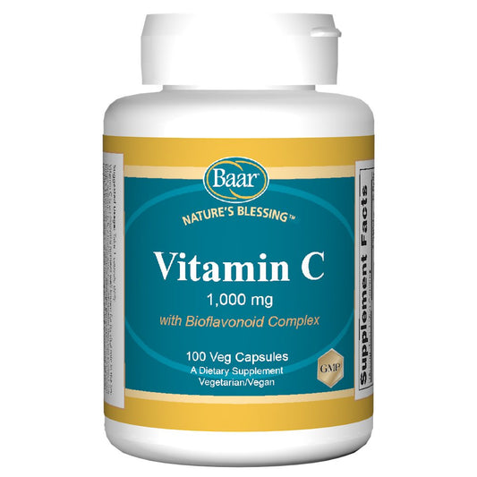 Baar Nature's Blessing Vitamina C 1000 mg frasco con cápsulas vegetarianas