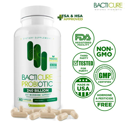 bacticure probiótico cápsulas certificación fda calidad