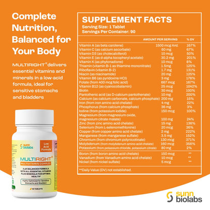 Balance de pH en multivitamina.