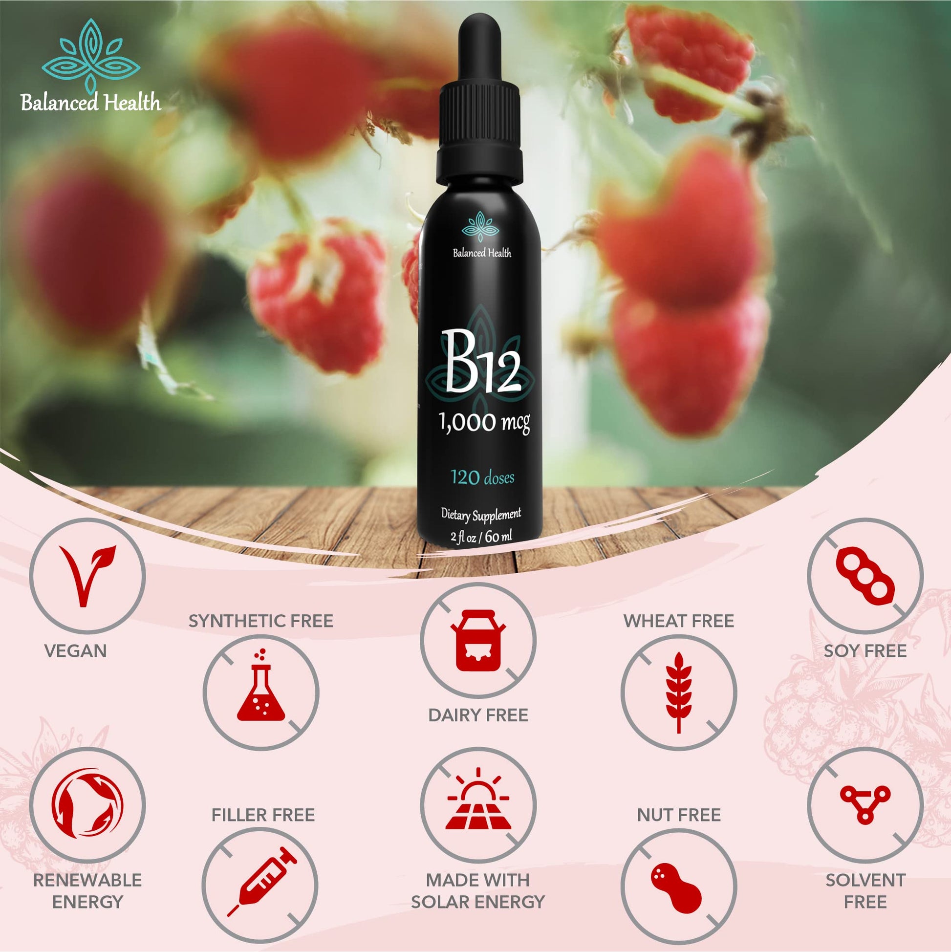 Balanced Health vitamina b12 gotas frambuesa 2 oz