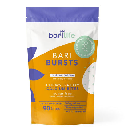 Bari Burst calcio masticable sabor toffee de mantequilla