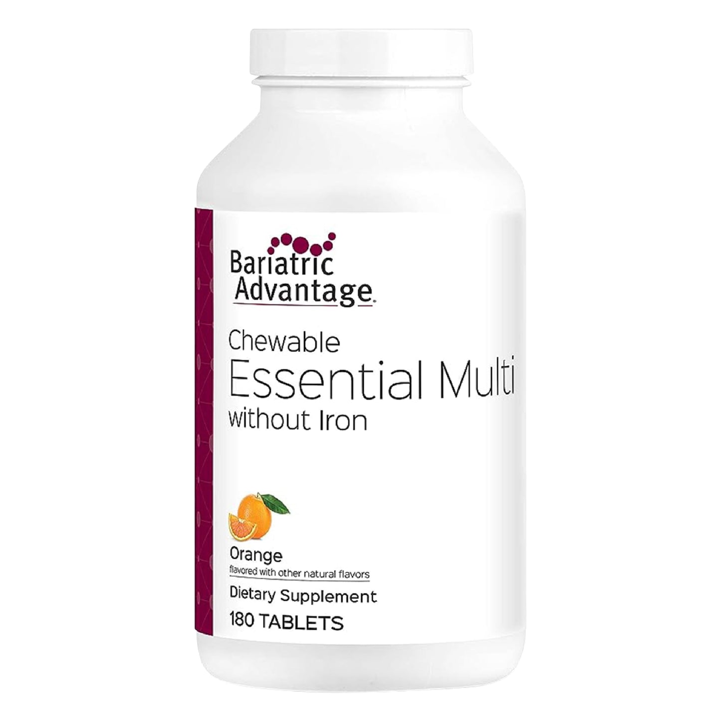 Bariatric Advantage multivitaminas masticables 180 unidades botella blanca