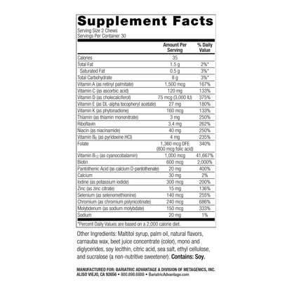 Bariatric Advantage tabla nutricional