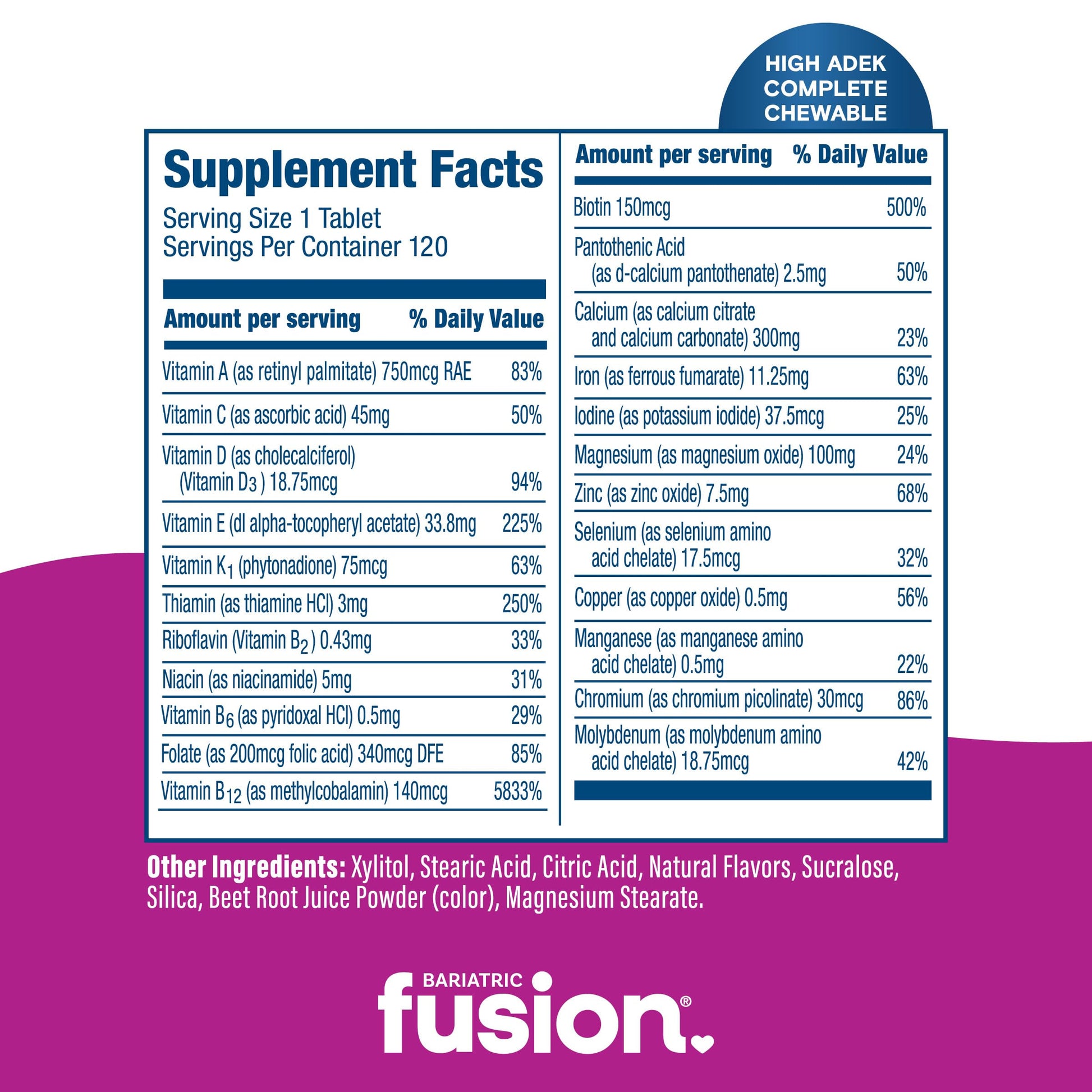 Bariatric Fusion multivitamínico vitaminas ADEK para pacientes