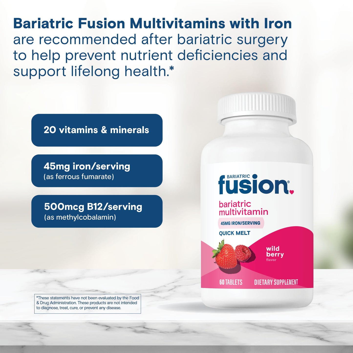 Tabletas coloradas Bariatric Fusion para nutrición post cirugía