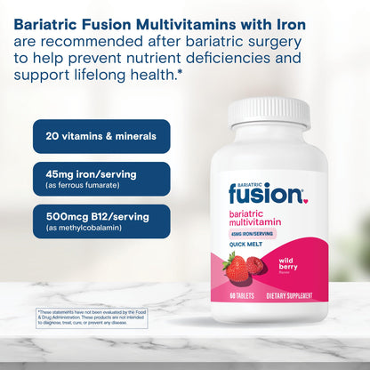 Tabletas coloradas Bariatric Fusion para nutrición post cirugía