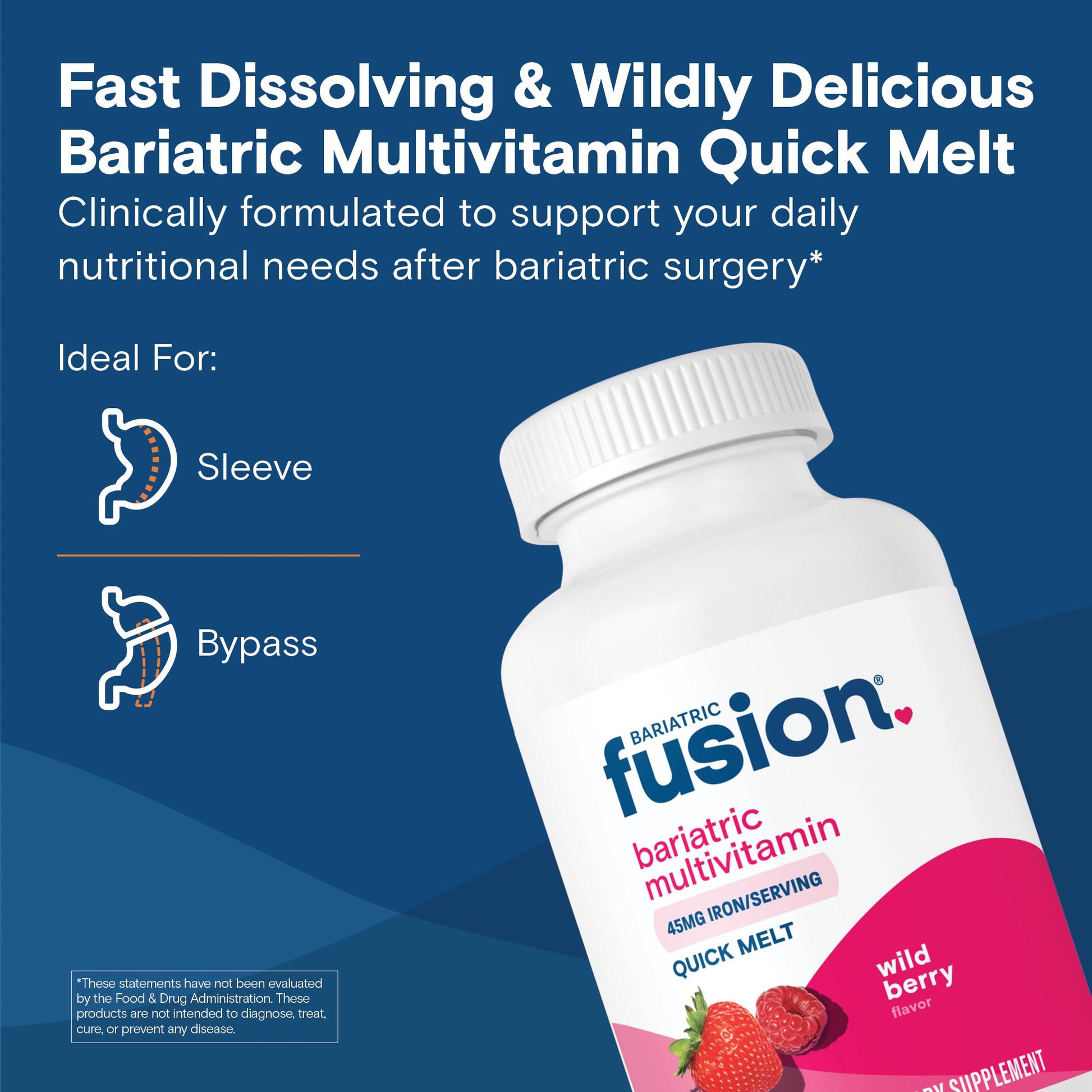 Tabletas de disolución rápida Bariatric Fusion sabor frutos silvestres