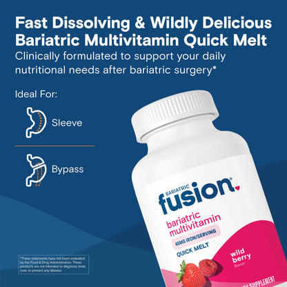 Tabletas de disolución rápida Bariatric Fusion sabor frutos silvestres