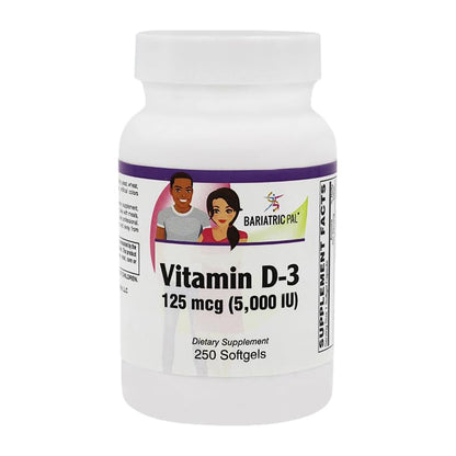 BariatricPal vitamina d3 suplemento cápsulas blandas 5000 ui 250 unidades