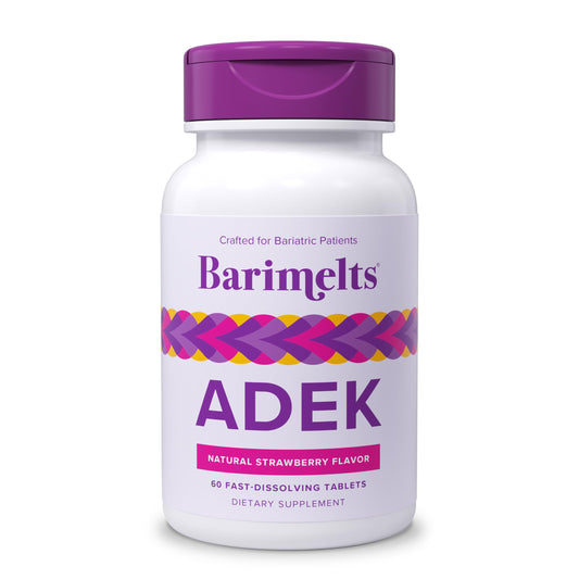 Barimelts ADEK - Vitaminas bariátricas suaves para el estómago, sabor fresa, 60 tabletas.