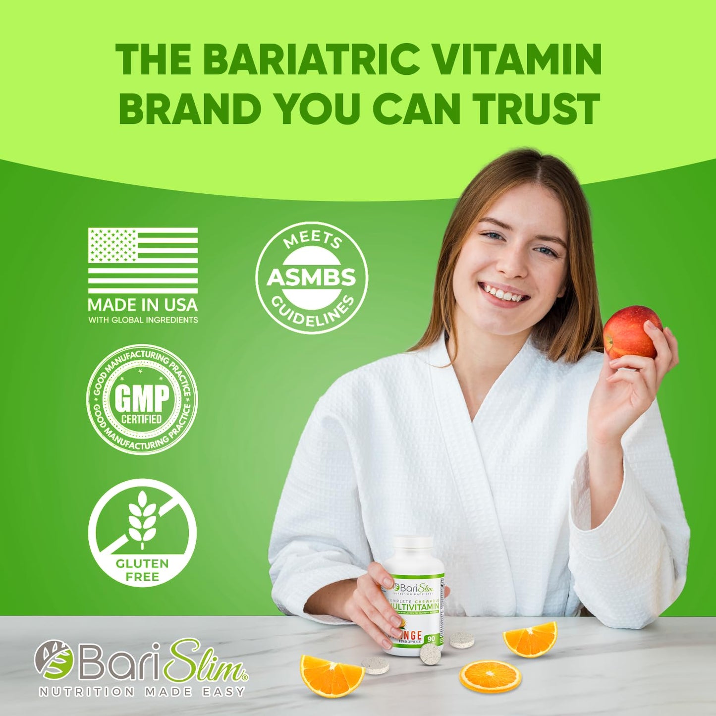 BariSlim multivitaminas postoperatorias, enriquecidas con hierro.