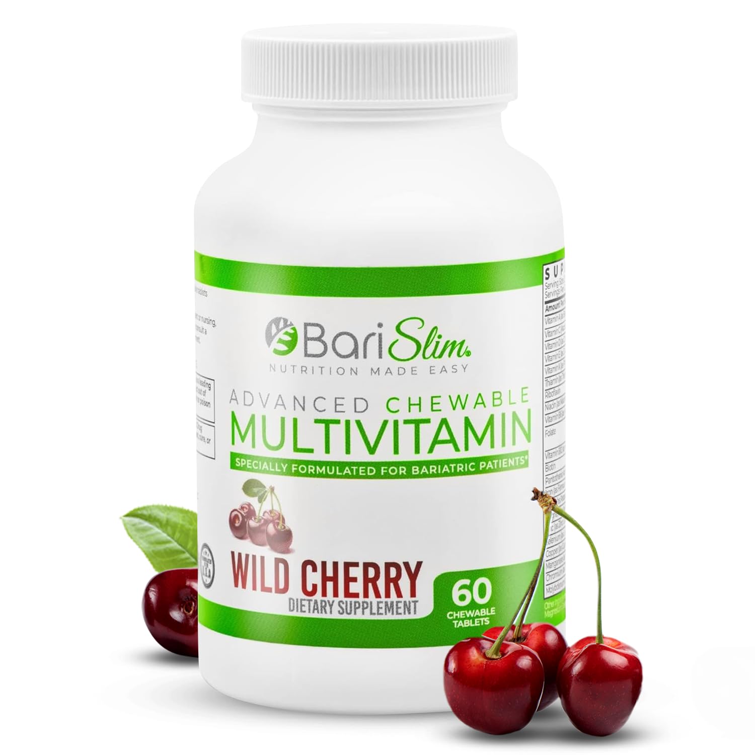 BariSlim tabletas multivitamínicas cereza silvestre botella