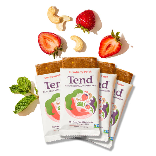 Barra prenatal orgánica sabor fresa Tend para embarazo y postparto