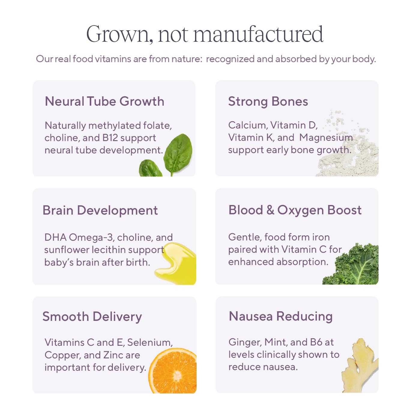 Barra prenatal Tend con ingredientes naturales y certificado Non-GMO vegano