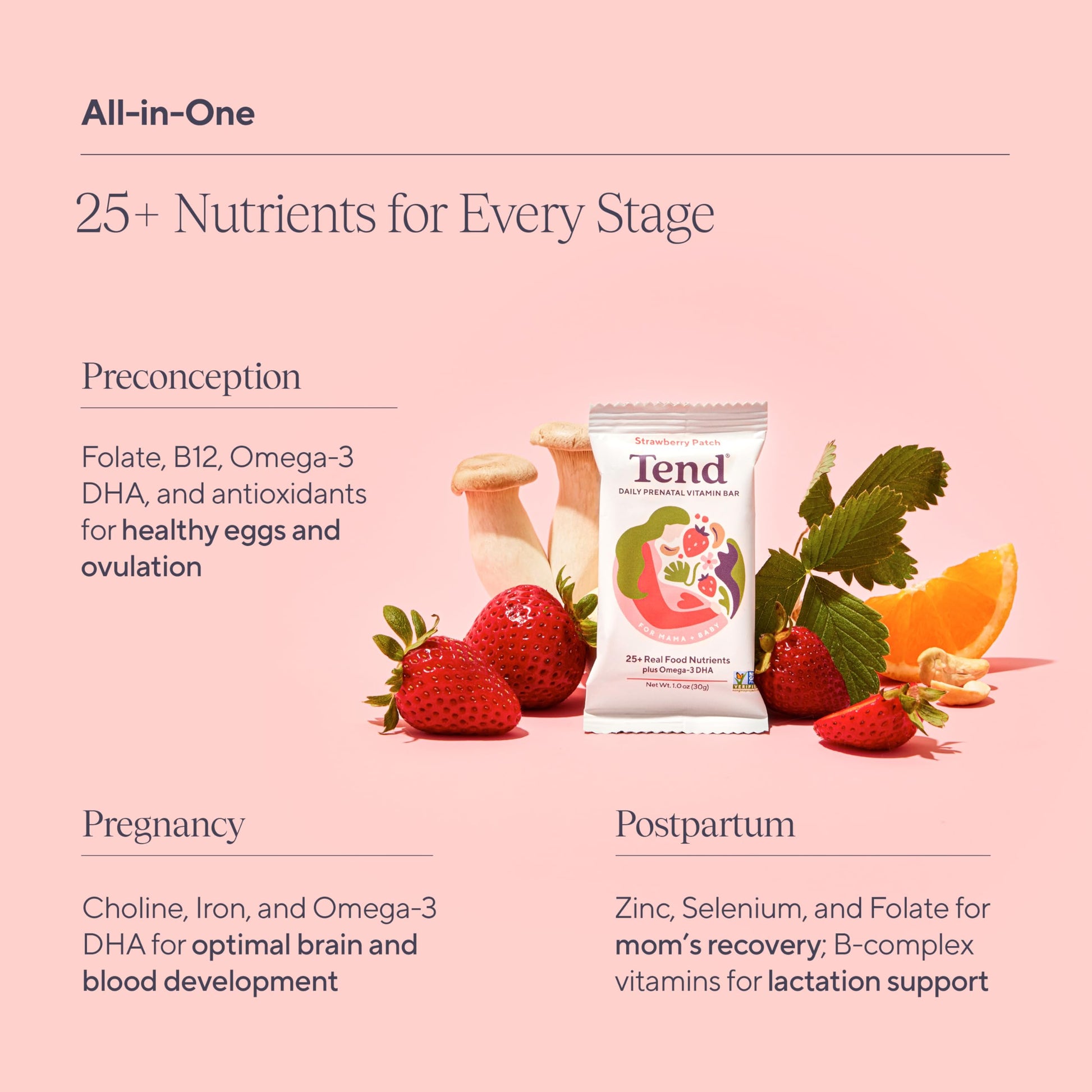 Barras vitamina prenatal Tend Daily Best empaquetadas