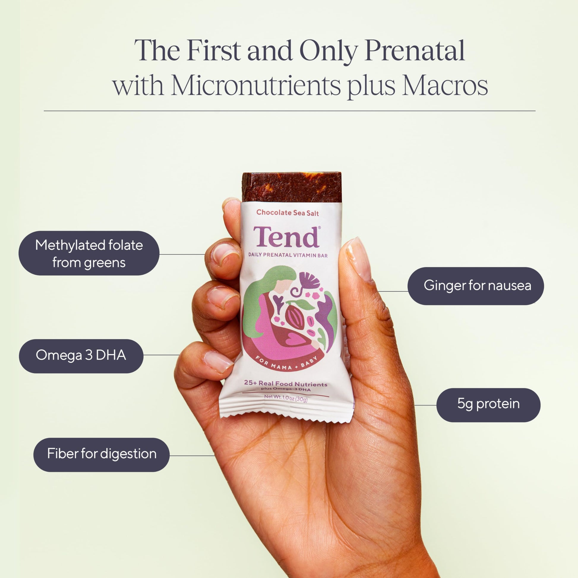Barras Vitaminas prenatales Tend con folato y DHA