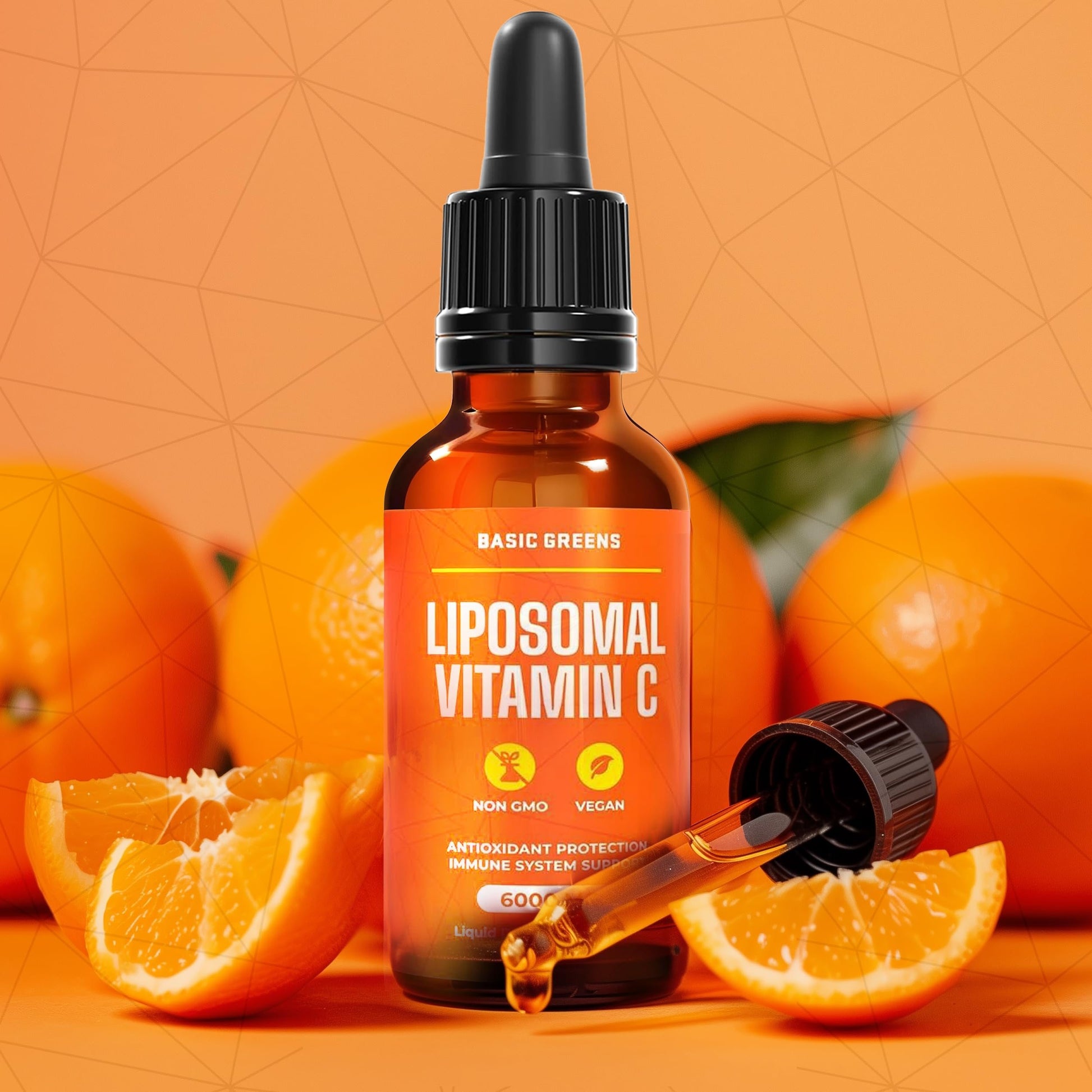 BASIC GREENS Vitamina C Líquida Liposomal vista lateral