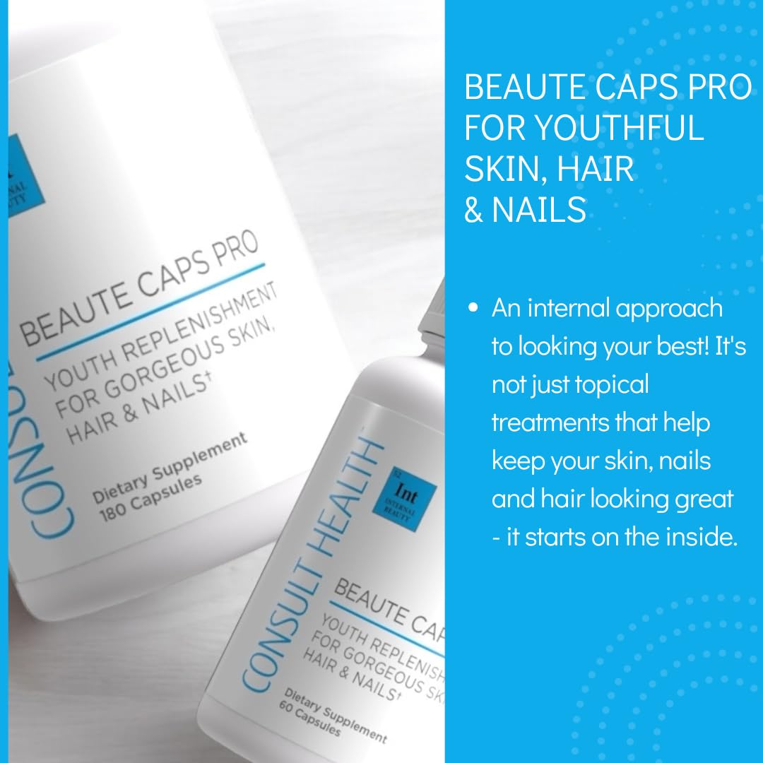 Botella de Beaute Caps PRO con biotina y complejo de naranja roja