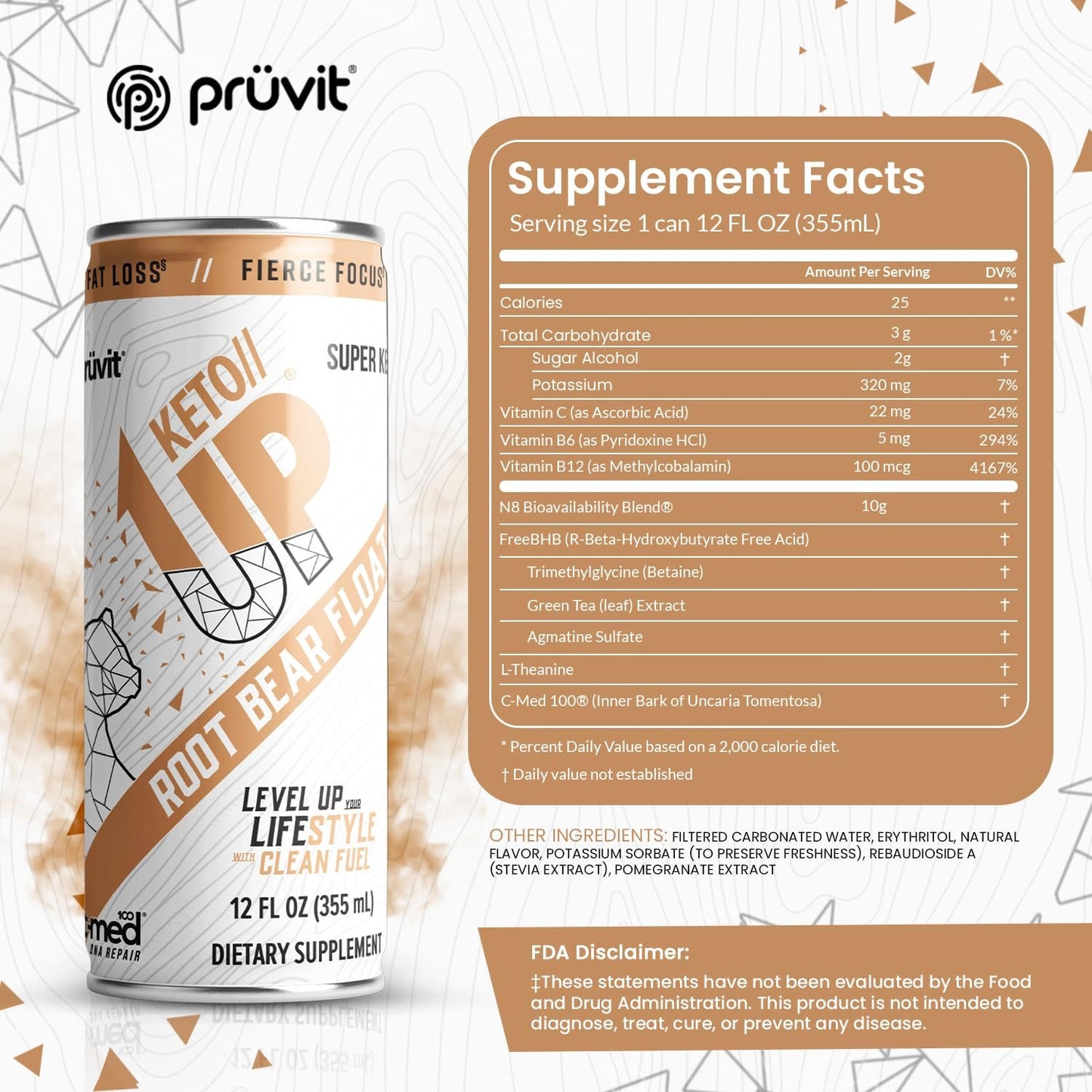 Bebida cetonas Pruvit Keto Up para enfoque y energía