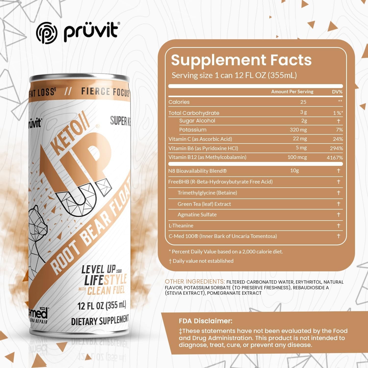 Bebida cetonas Pruvit Keto Up para enfoque y energía