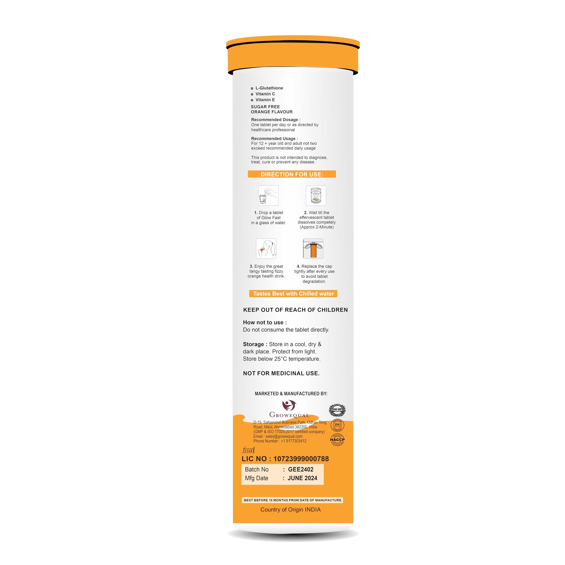 Bebida efervescente PURITEO con glutatión y vitaminas C y E