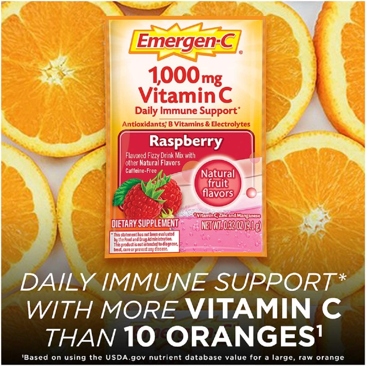 Bebida saludable efervescente Emergen-C vitamina C frambuesa 30 sobres