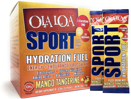 caja de bebida deportiva Ola Loa Sport sabor mango