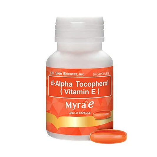BeLegend Myra E Vitamina E 400 UI botella frontal con 30 cápsulas