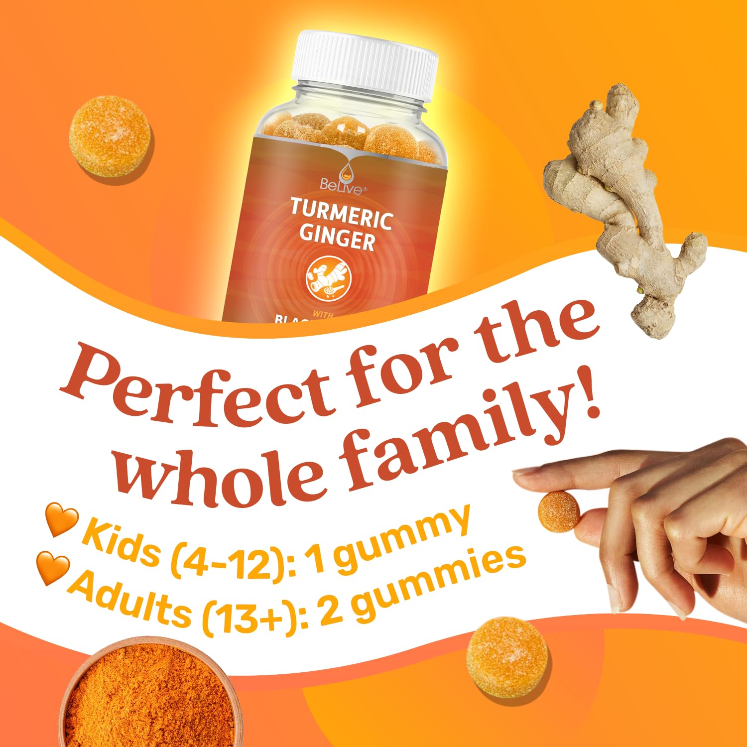 BeLive gominolas cúrcuma con jengibre extracto natural y antioxidantes