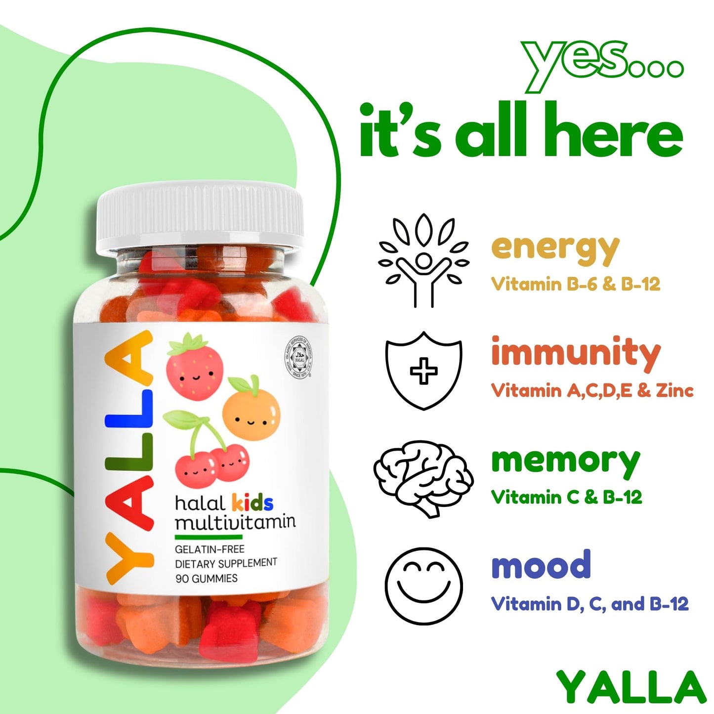 Beneficios de energía e inmunidad de gomas de YALLA.