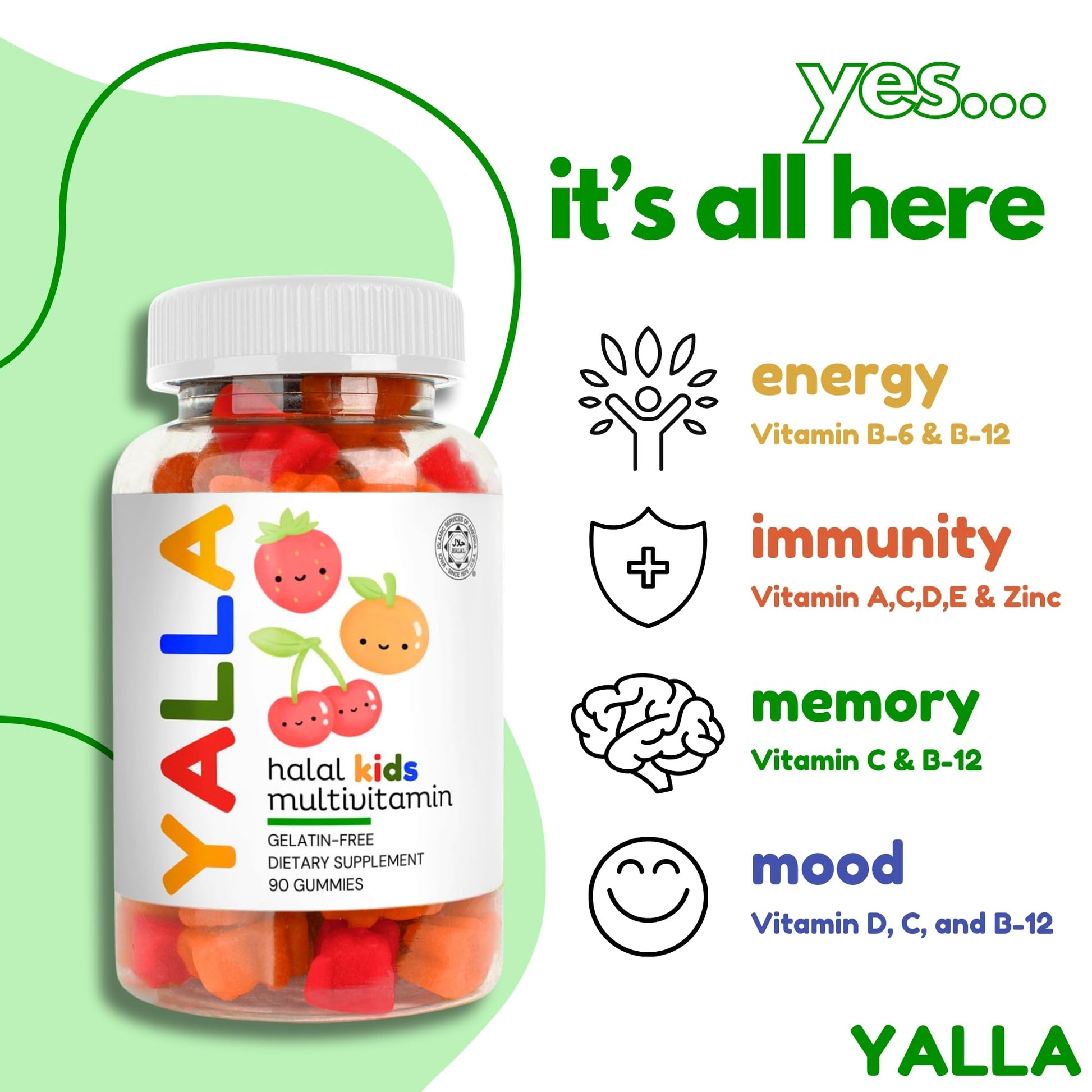 Beneficios de energía e inmunidad de gomas de YALLA.