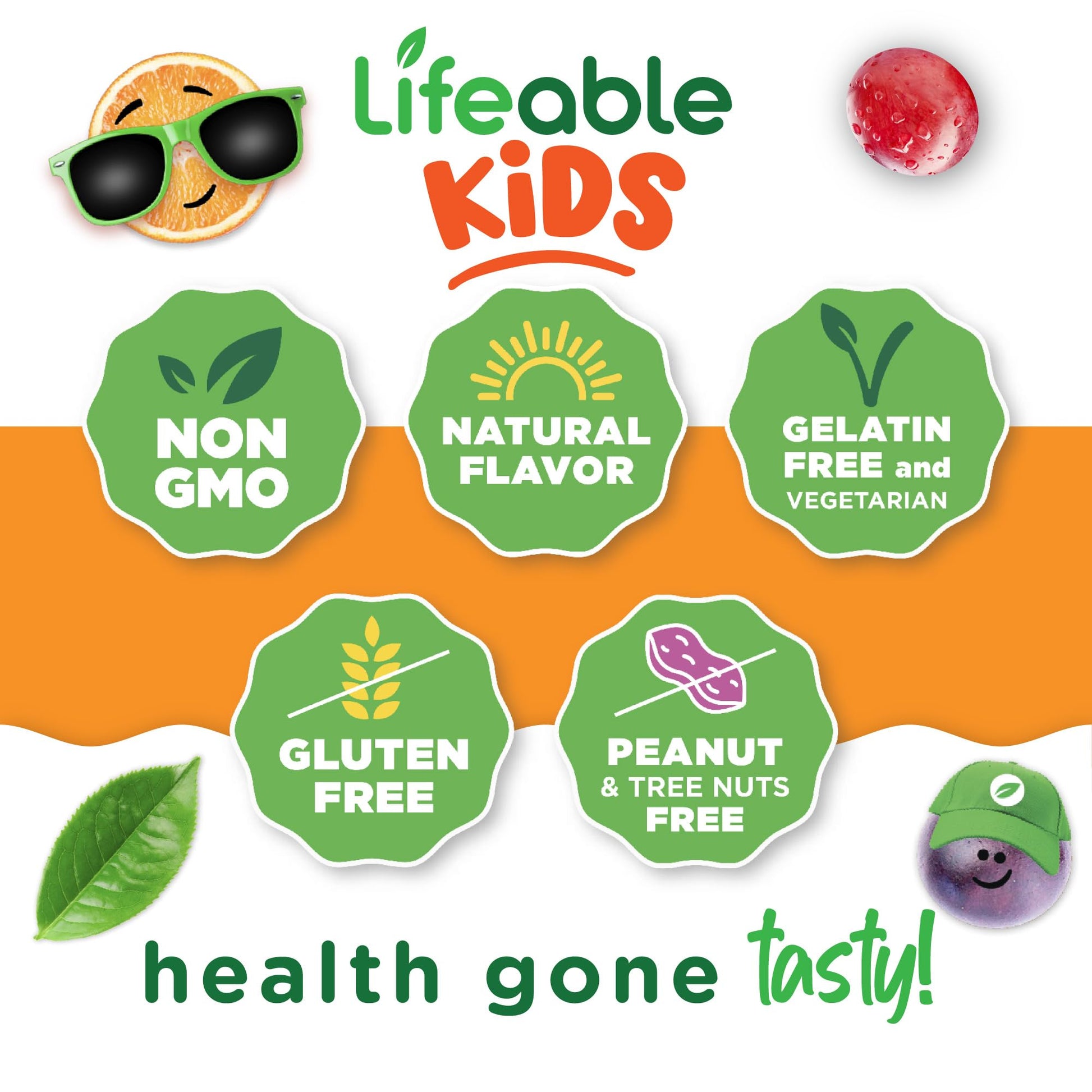Iconos de beneficios de las gomitas multivitaminicas Lifeable