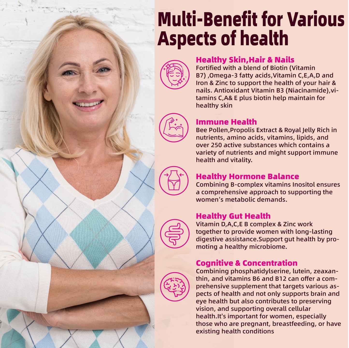 Beneficios para la salud de las gomitas multivitamínicas para mujeres mayores de 40 años.