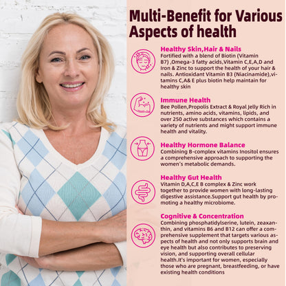 Beneficios para la salud de las gomitas multivitamínicas para mujeres mayores de 40 años.
