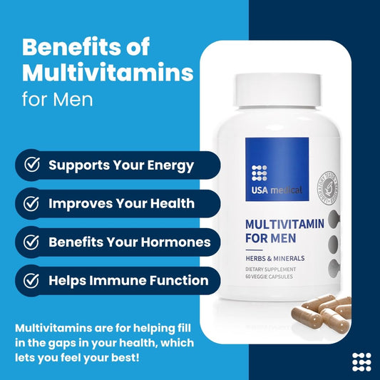 Tabla de beneficios del multivitamínico para hombres