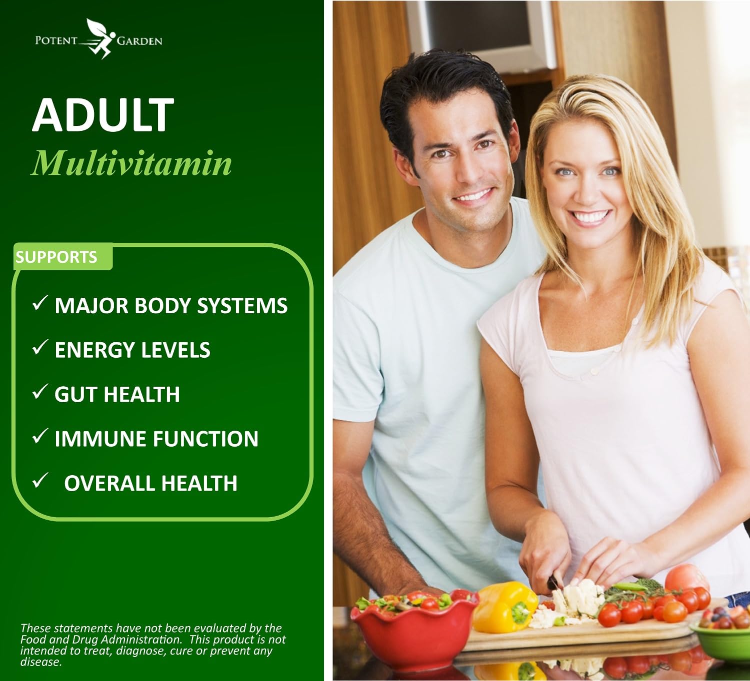 Beneficios del multivitamínico Potent Garden hombre mujer