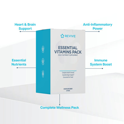 Caja y beneficios del paquete de vitaminas esenciales