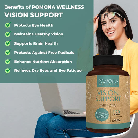 Beneficios de Pomona Wellness soporte visual multivitaminas