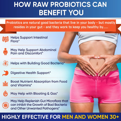 Beneficios de los probióticos y multivitaminas para hombres y mujeres.