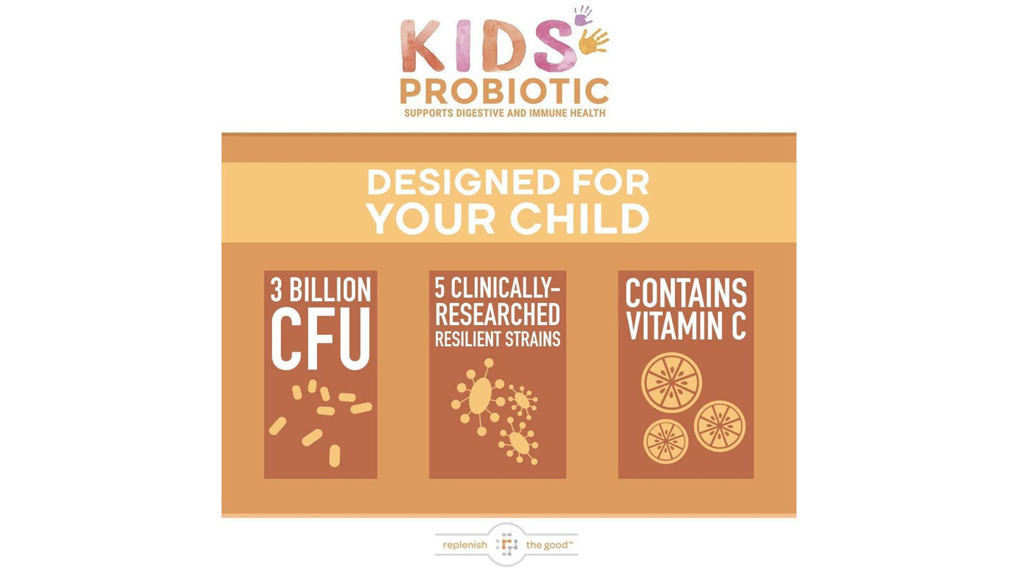 Detalles beneficios probióticos veganos Replenish the Good niños