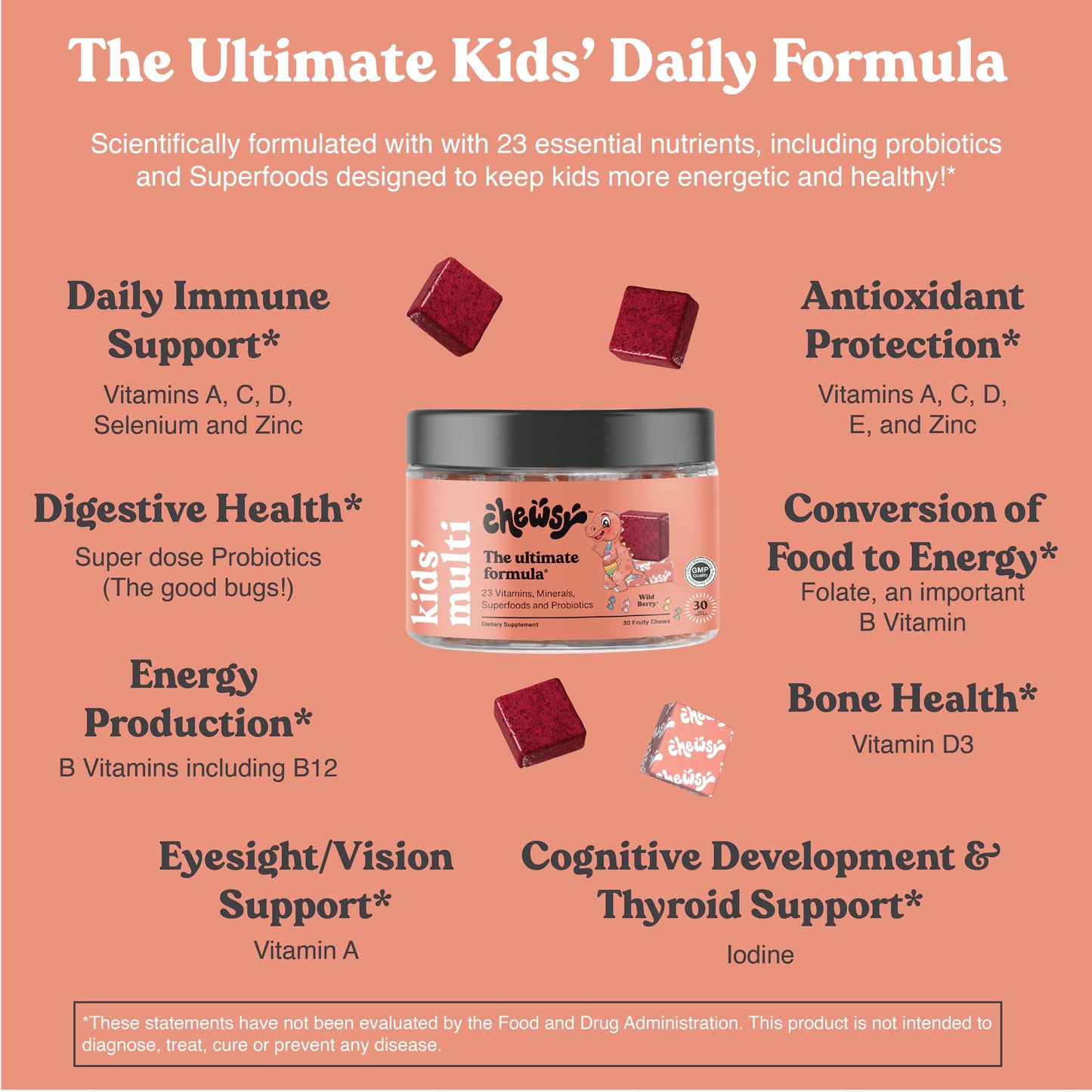 Beneficios de salud de Chewsy multivitamínico para niños