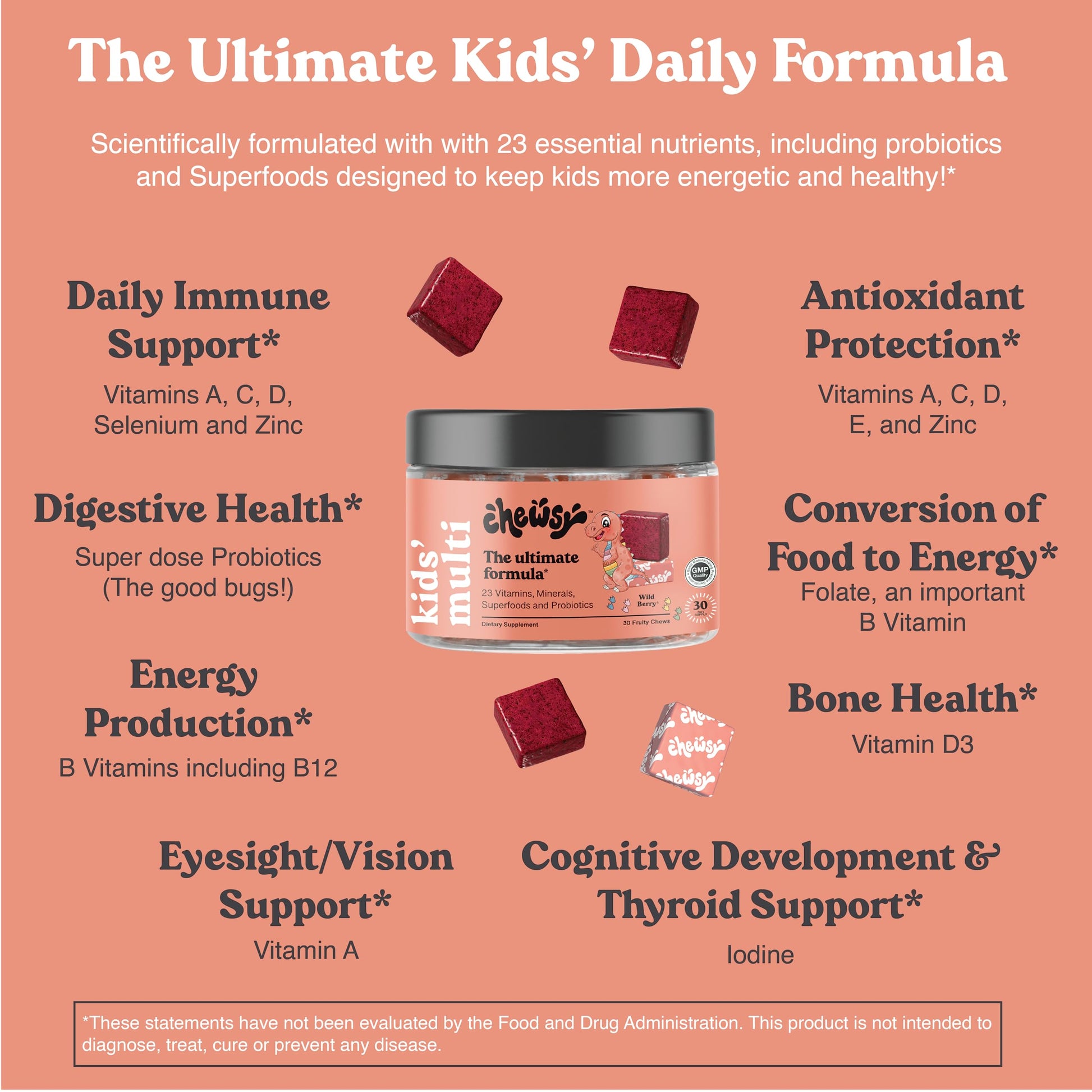 Beneficios de salud de Chewsy multivitamínico para niños