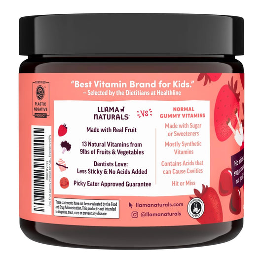 Beneficios de salud del multivitamínico Llama Naturals para niños.