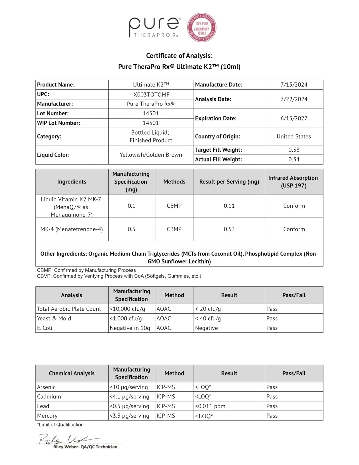 Beneficios del suplemento de vitamina K2 sin OGM, gluten ni soja de Pure TheraPro Rx.