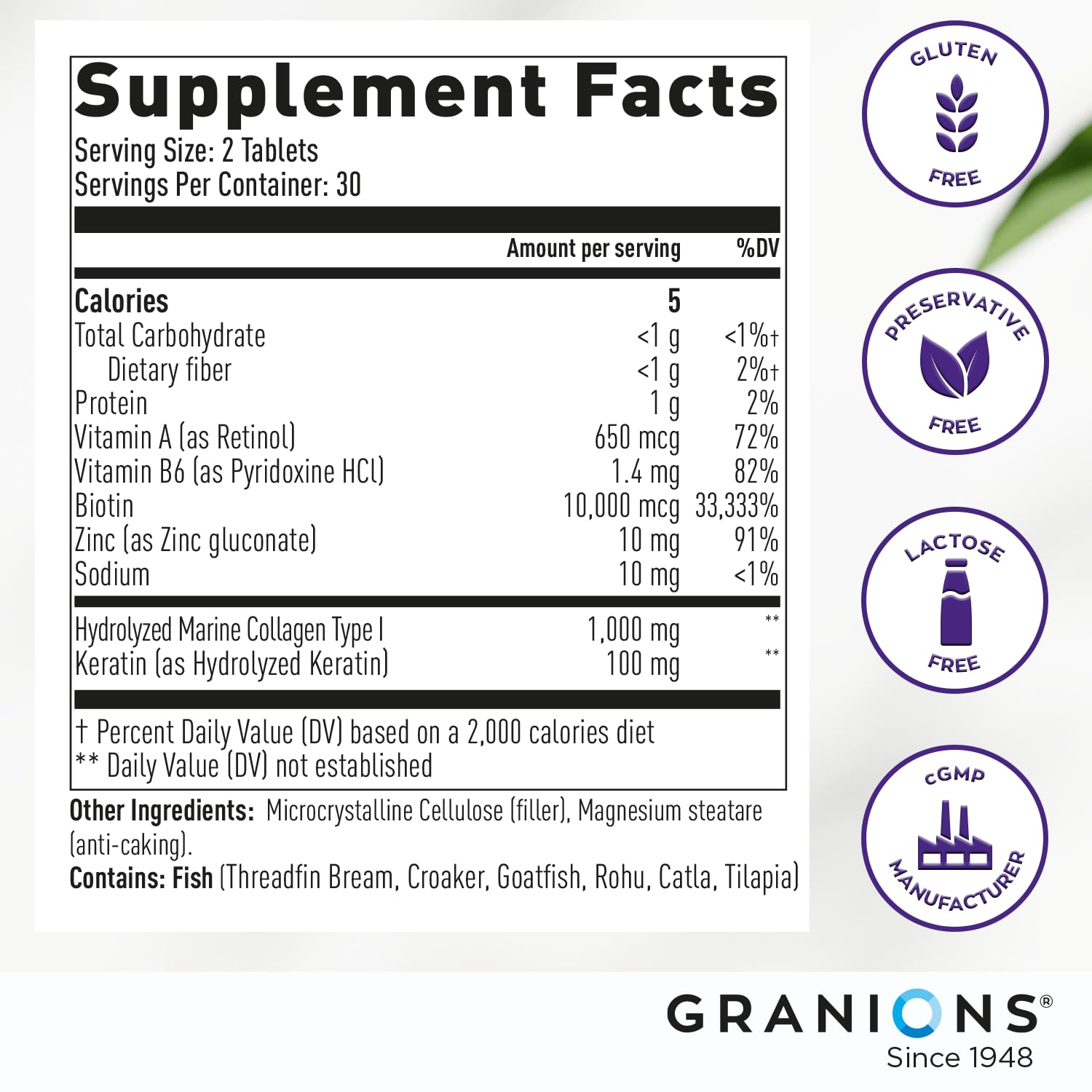 Beneficios de las tabletas de biotina y colágeno Granions