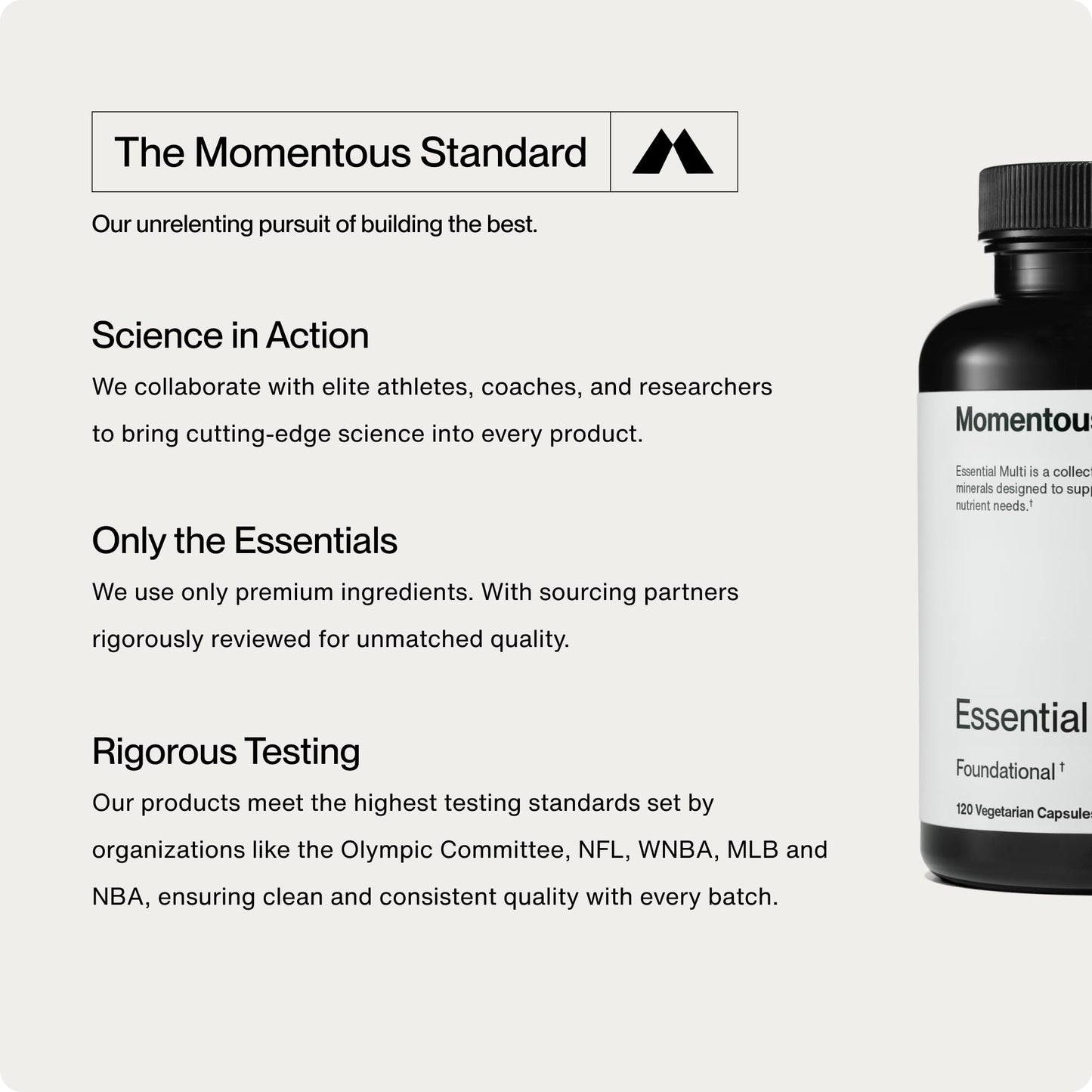 Beneficios del uso de multivitaminas Momentous Essential.