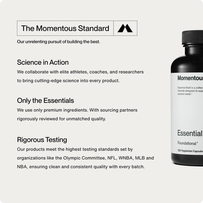 Beneficios del uso de multivitaminas Momentous Essential.