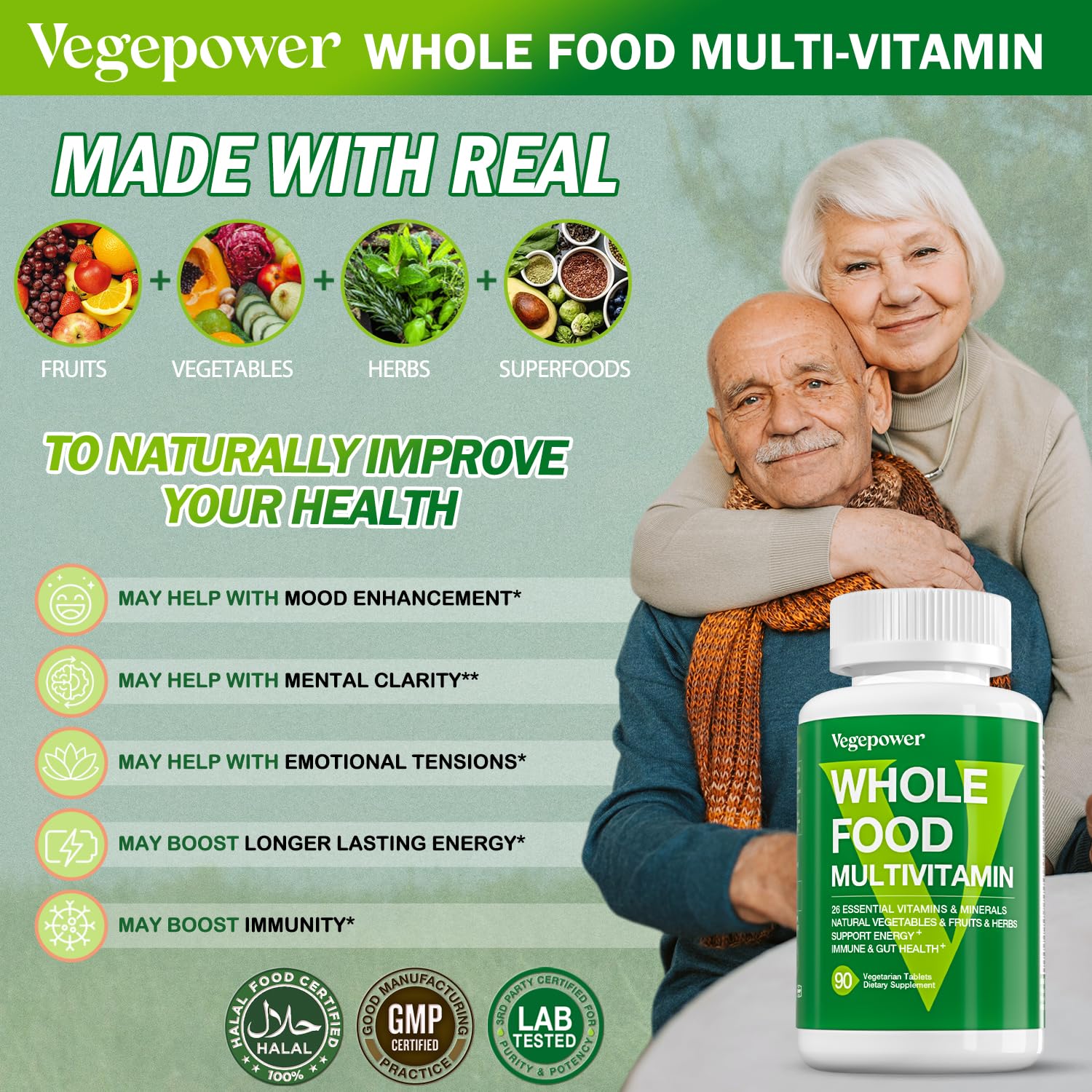 Beneficios de VEGEPOWER: mejora de energía y claridad mental.